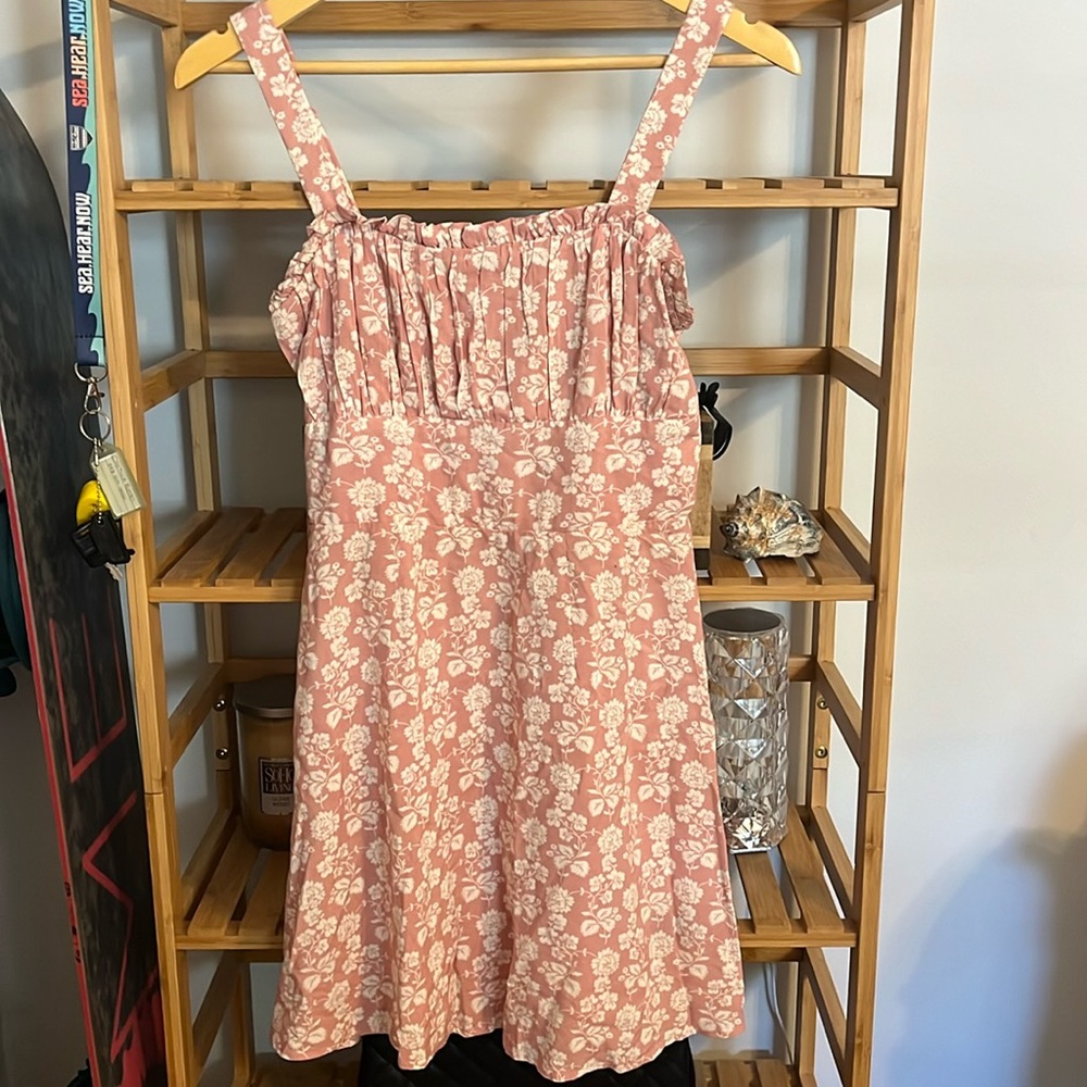 Pink floral mini dress